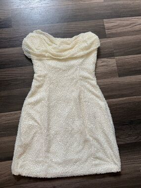 Oh Polly White Beaded Mini Dress